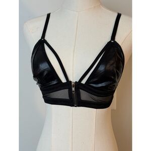 Seven 'Til Midnight Faux Leather Strappy Bra – Size Small – Edgy Clubwear